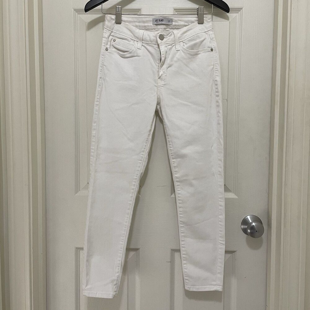 Just Black Skinny Leg Denim Jeans Optic White Women's 25" Waist 25"‎ Inseam USA